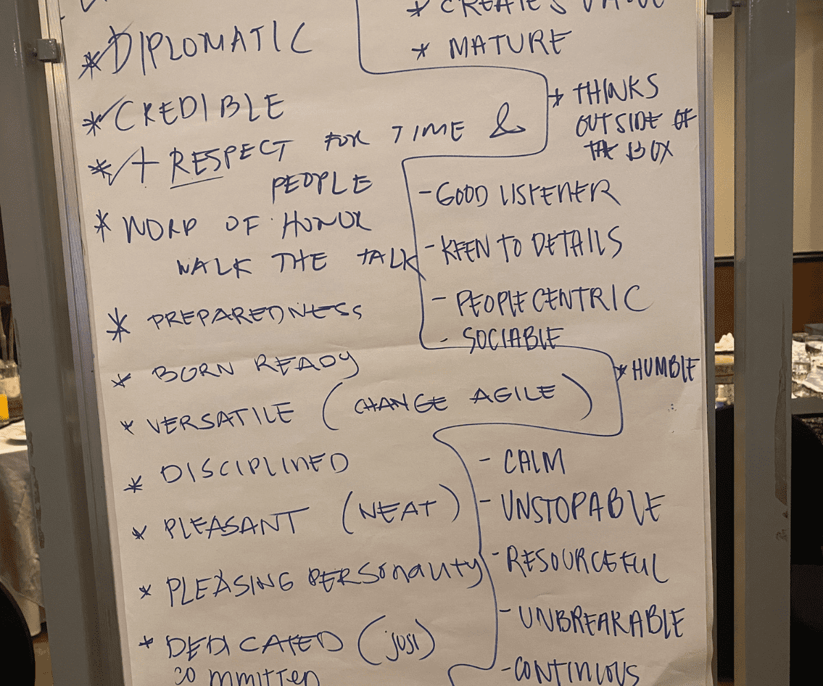 words on a white board in the seminar